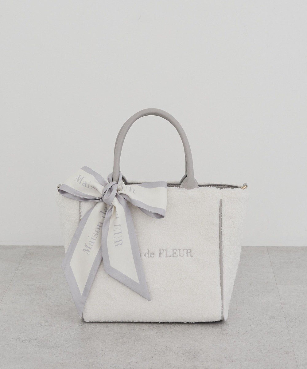 Maison de FLEUR スカーフ付きボア2WayMトートバッグ 