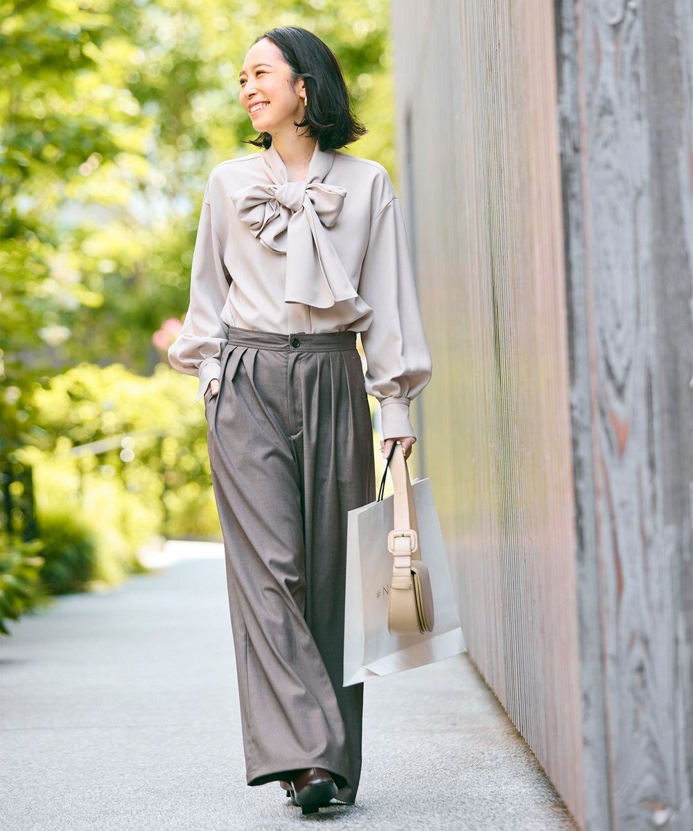 #Newans 【洗濯機可】ビックリボンパウダリーブラウス 