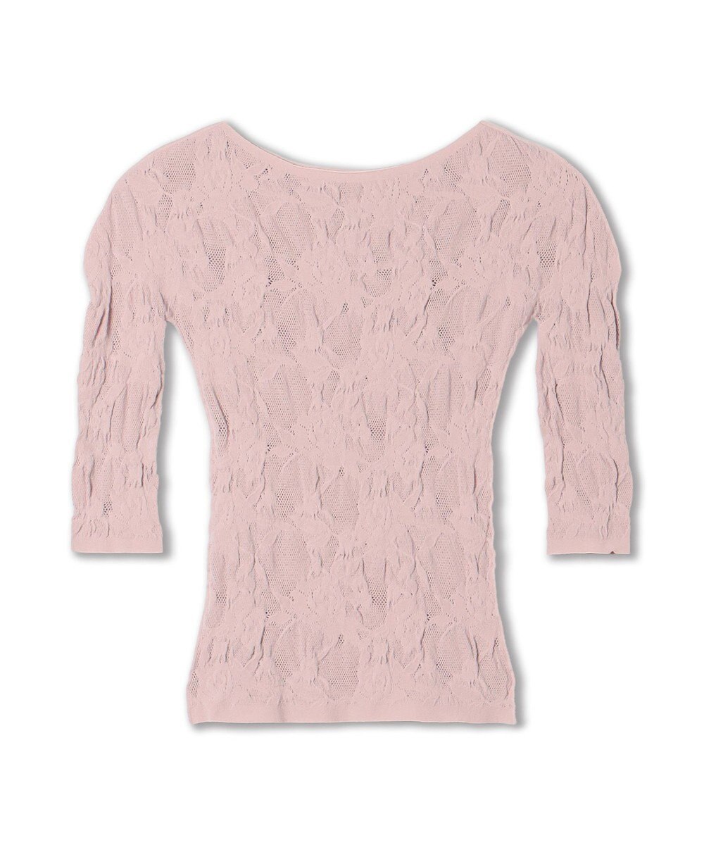 Chacott 【ノーソーイングニット】シアーレースボートネックトップ 