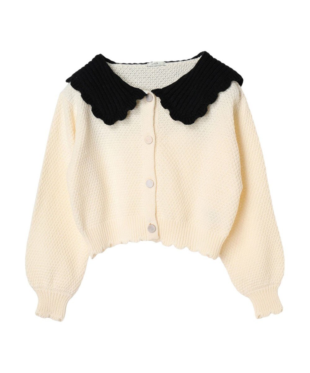 earth music&ecology フリルカラーカーディガン 