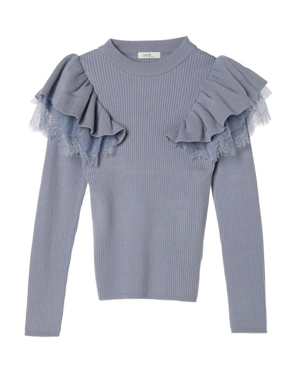 earth music&ecology ショルダーチュールレースプルオーバー 