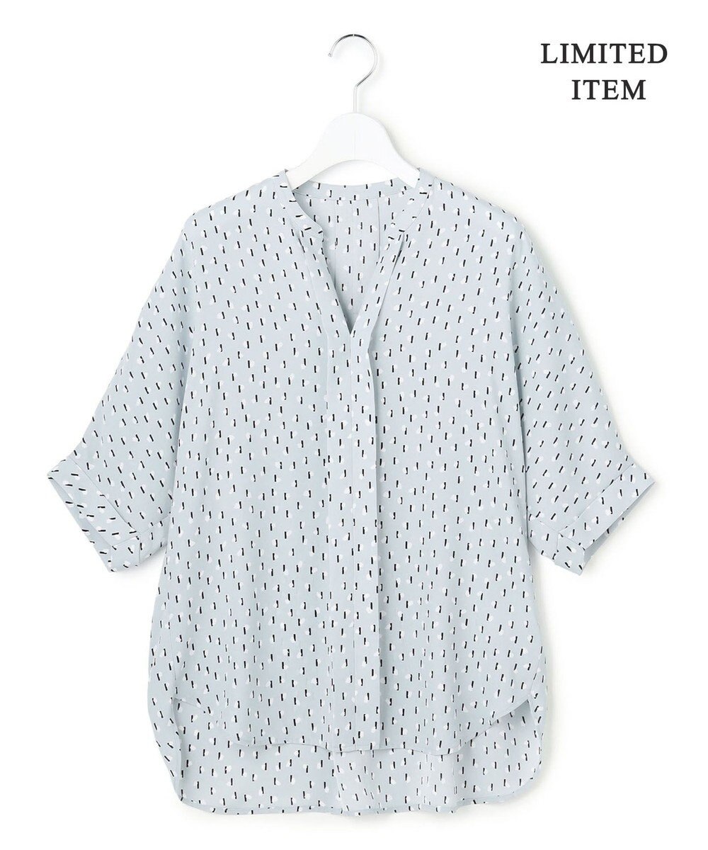 ICB L 【先行予約・WEB限定】BackSatinAmunzen 5分袖キーネックブラウス 