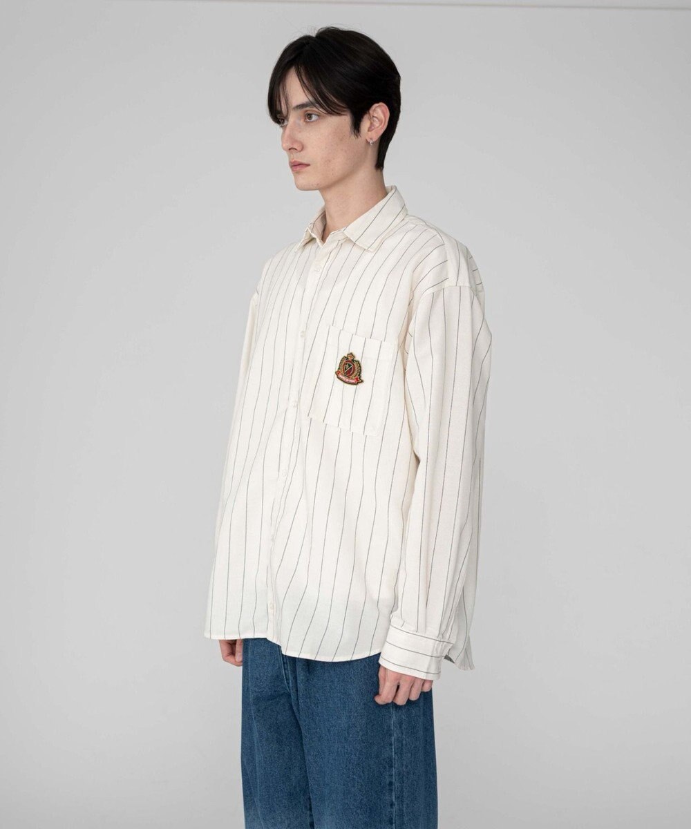 WEGO 【ユニセックス着用ITEM/MLサイズ展開】オックスフォードエンブレムシャツ（LS） 