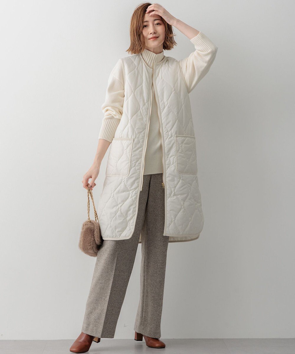 23区 シルクネップヘリンボーン ワイドパンツ 