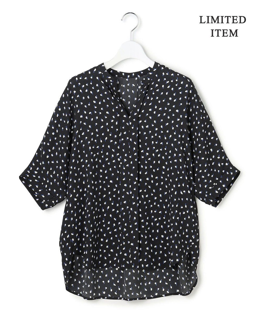 ICB L 【先行予約・WEB限定】BackSatinAmunzen 5分袖キーネックブラウス 