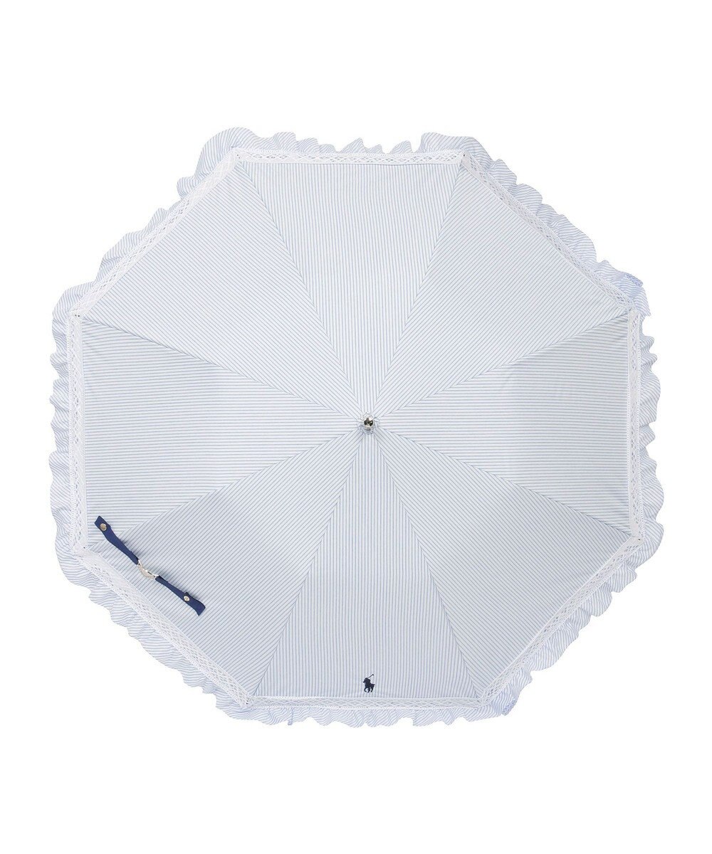 MOONBAT 【遮光/晴雨兼用日傘】POLO RALPH LAUREN(ポロ ラルフローレン) ストライプフリル 折りたたみ傘 楽折 遮熱 UV 