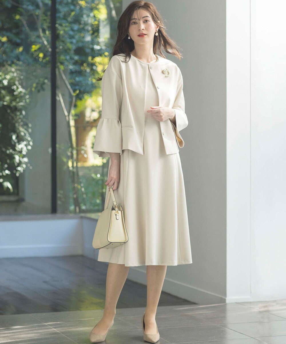 組曲 L 【KUMIKYOKU NAVY】コンフォータブルドレープ フレアワンピース 