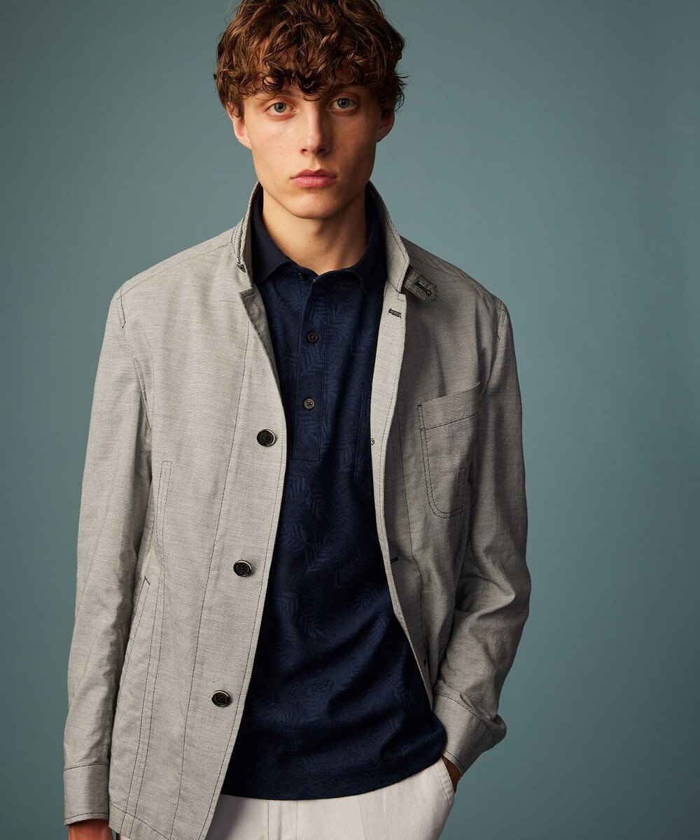 JOSEPH ABBOUD 【吸水速乾】リーフ柄ジャガード 半袖 ポロシャツ 