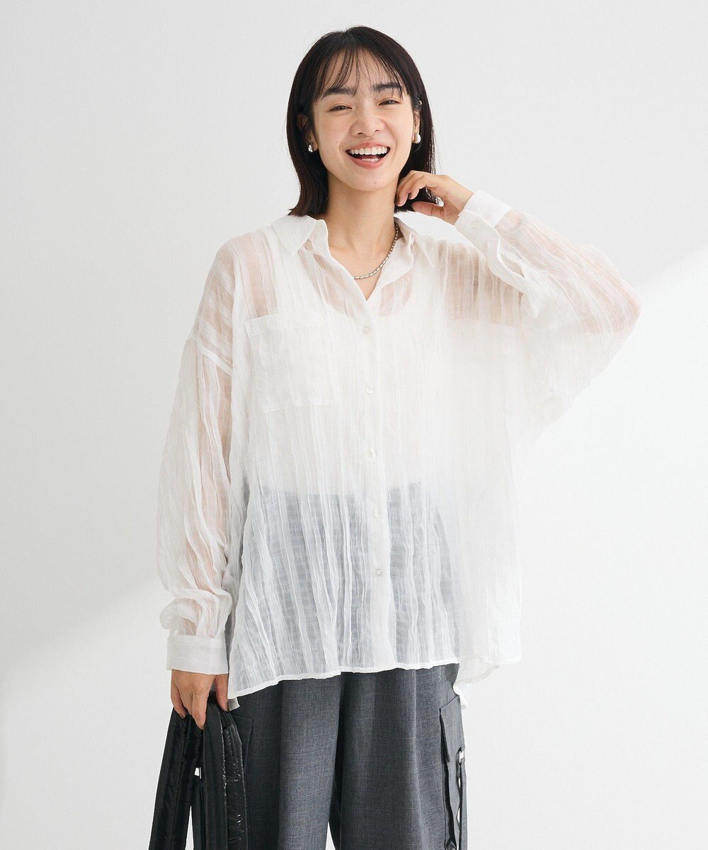 Green Parks シアーワッシャーロングスリーブシャツ 