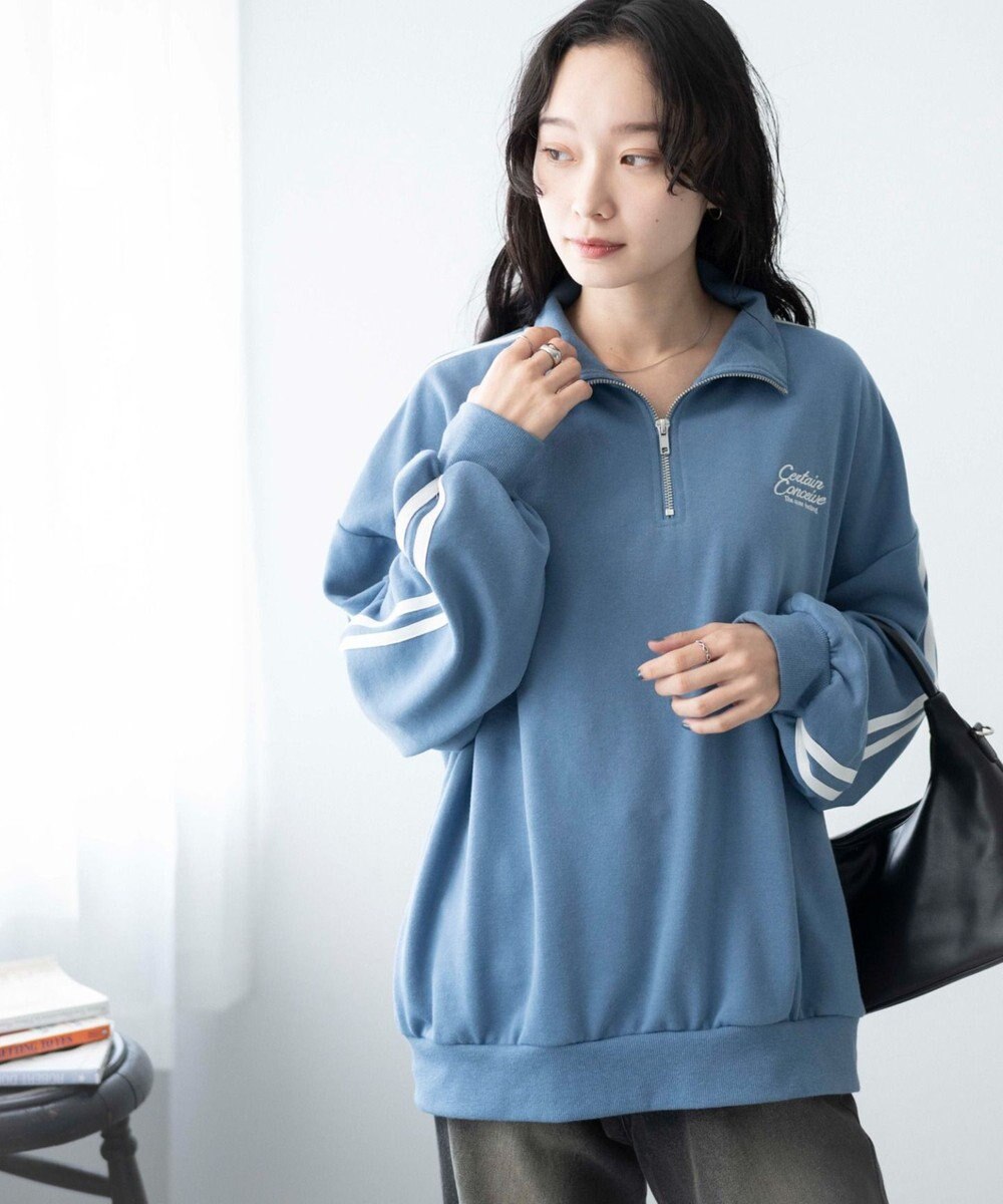 WEGO ラインハーフジップBIGスウェット 