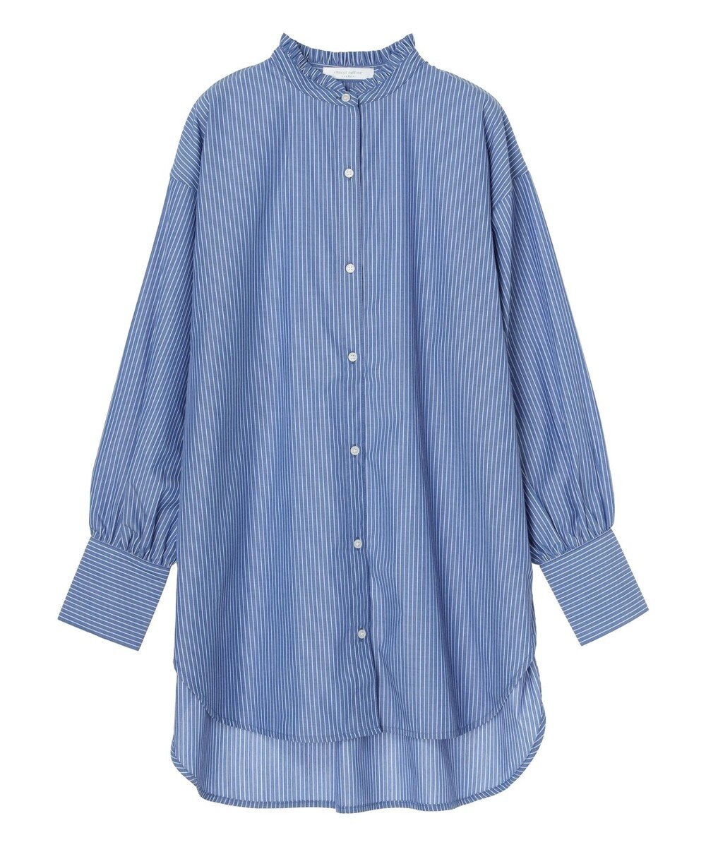 Green Parks イージーケアスタンドフリルシャツチュニック 