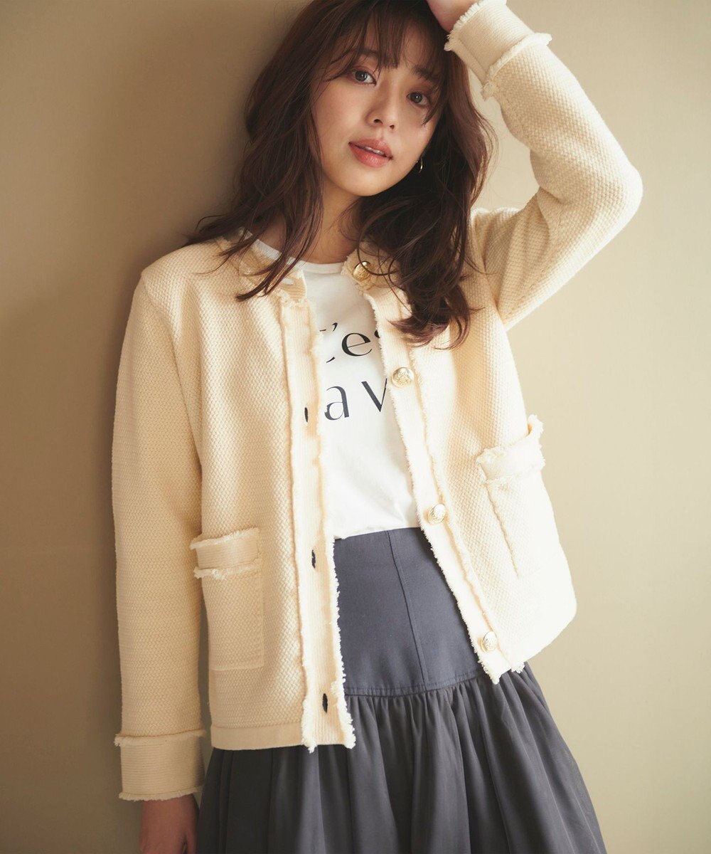 Feroux 【ONWARD CROSSET MAG掲載】ツイードライクニット ジャケット 