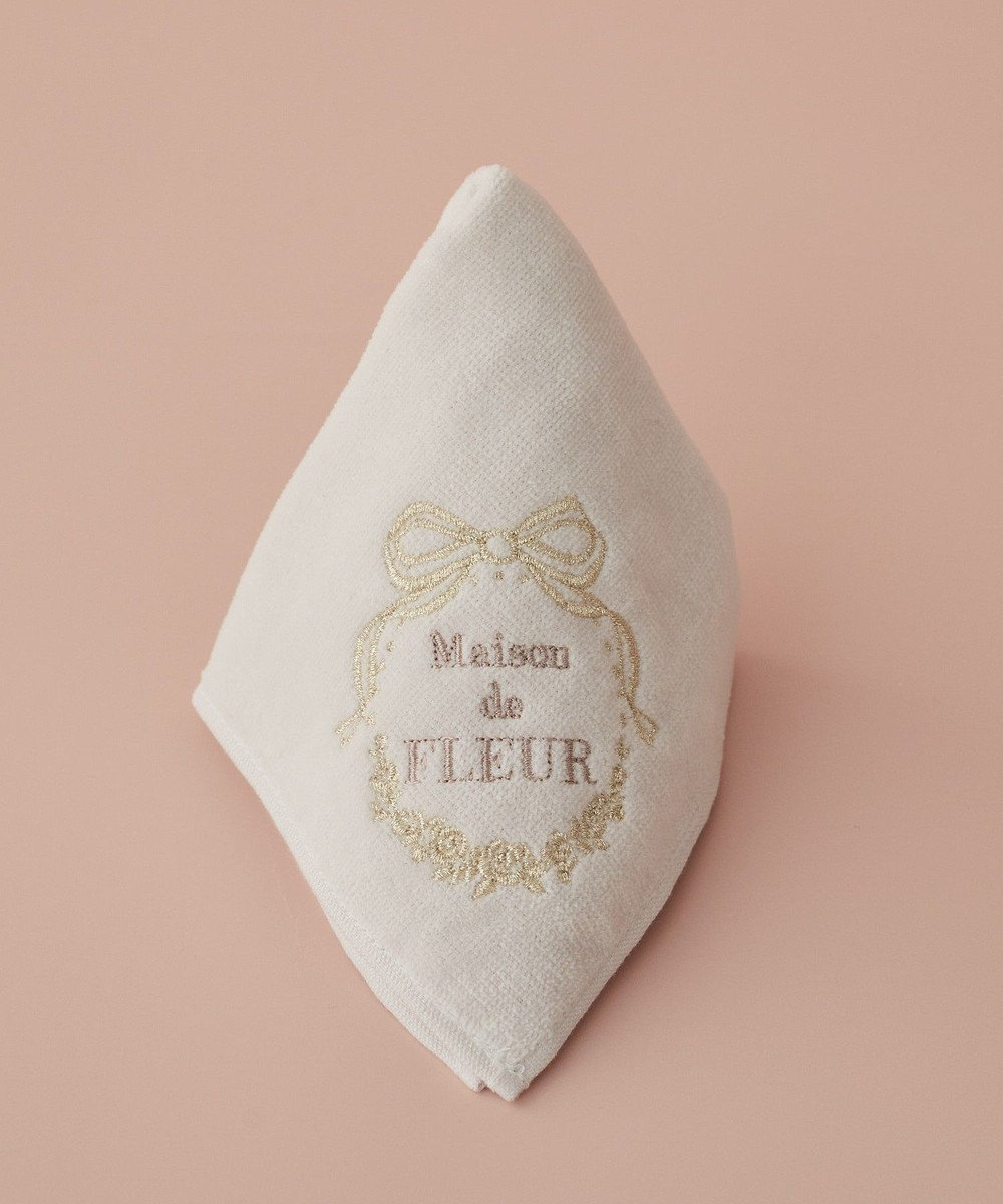 Maison de FLEUR リボンフレーム刺繍タオルハンカチ 