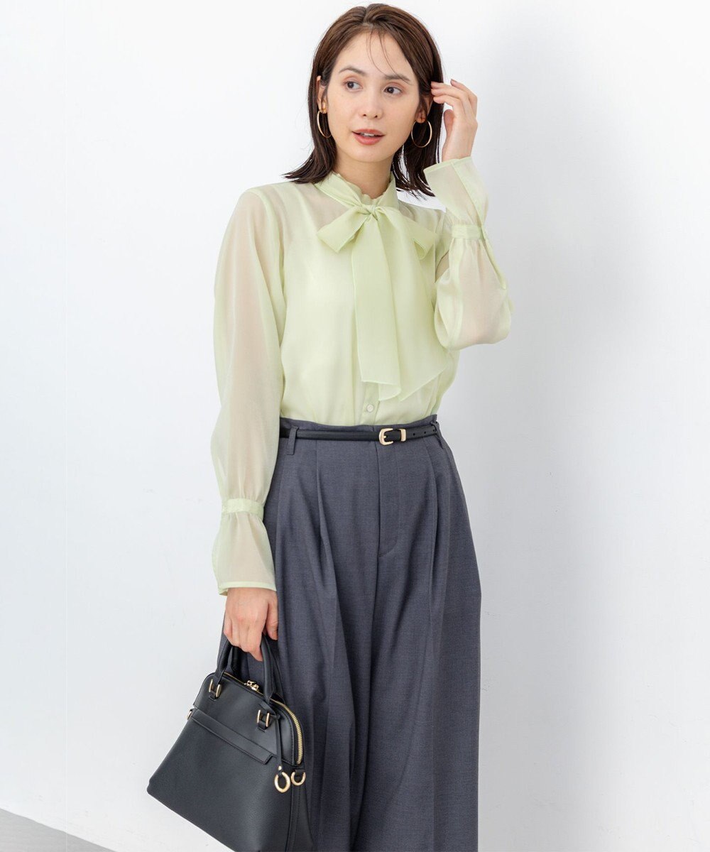 組曲 L 【WEB限定】シャイニーオーガンボウタイ付き ブラウス 