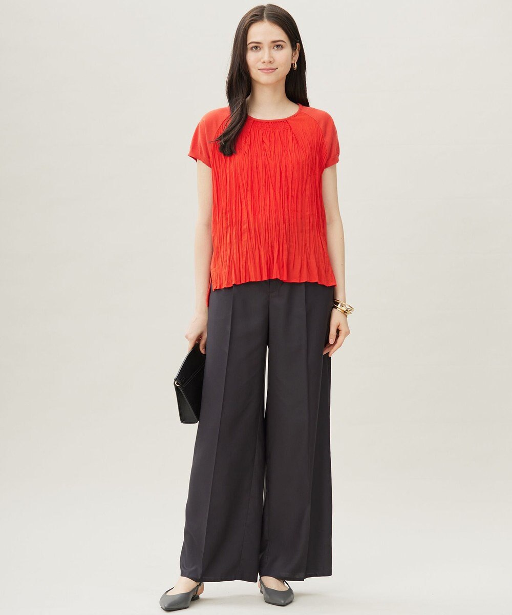 自由区 【カタログ掲載・接触冷感・UVケア・洗える】フルダルスパンマイクロピーチワイドストレート パンツ 