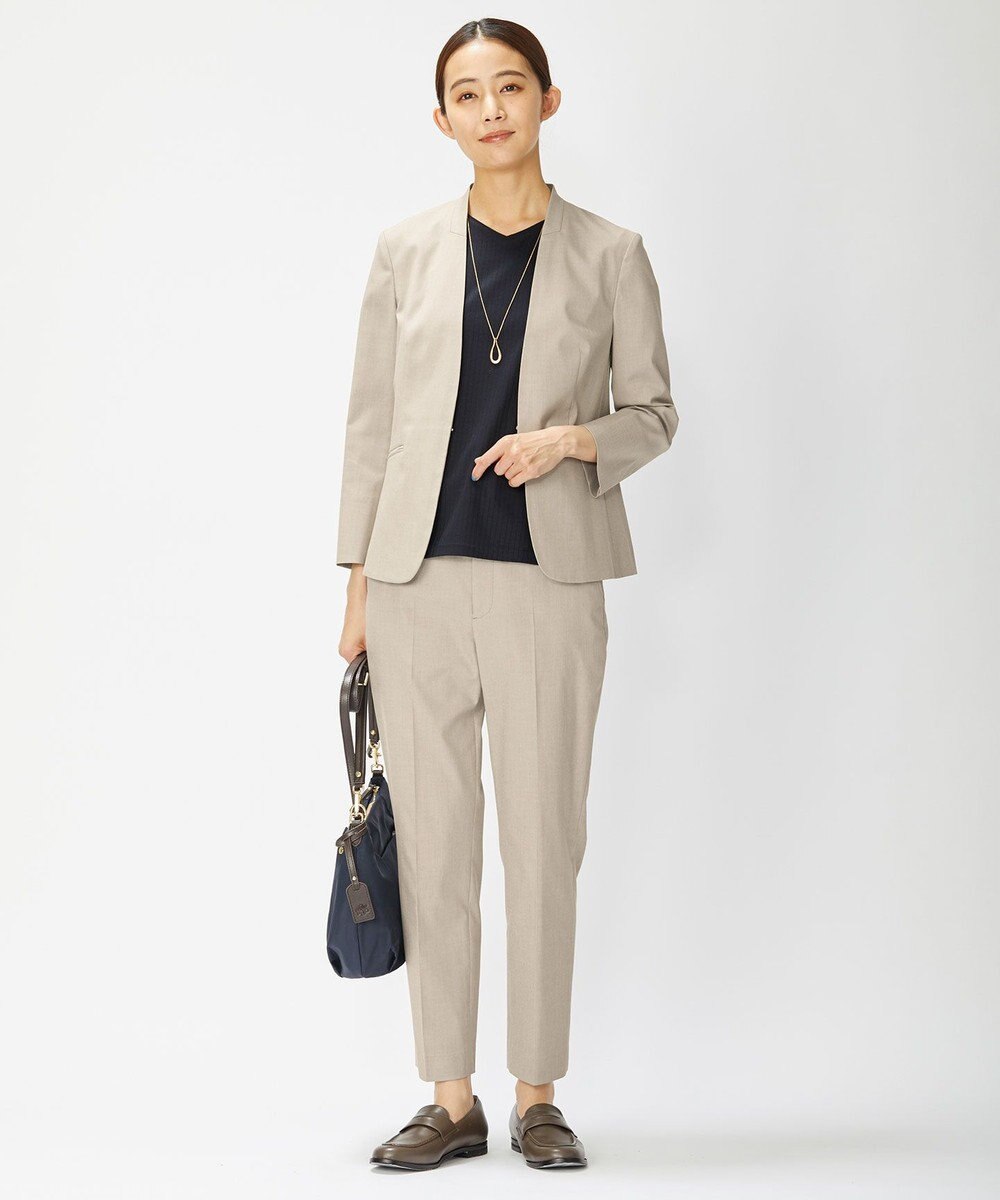 J.PRESS LADIES 【洗える・撥水・防汚】コットンFITTYシャーク テーパード パンツ 