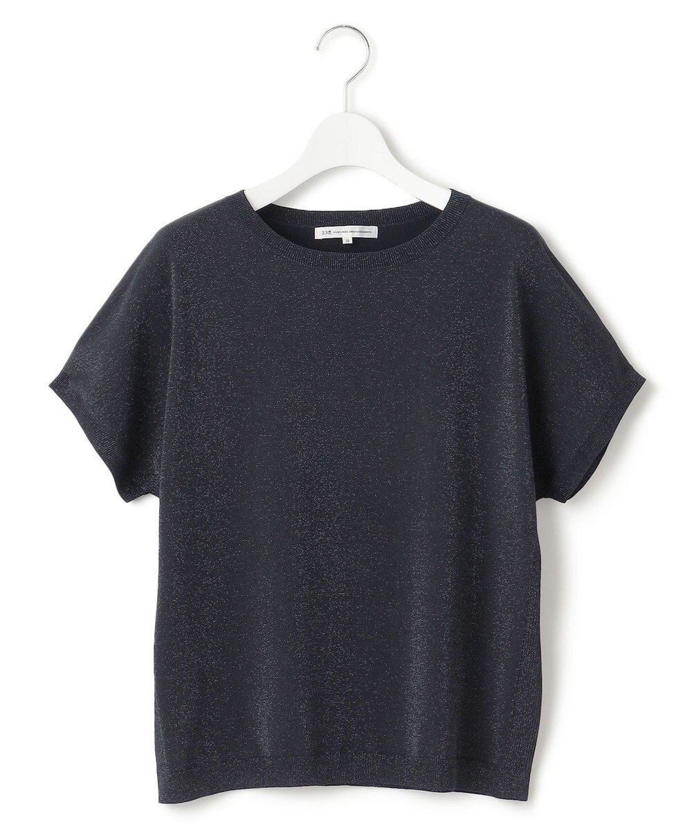 23区 【洗える】レーヨンポリエステルストレッチ プルオーバー ラメニット 