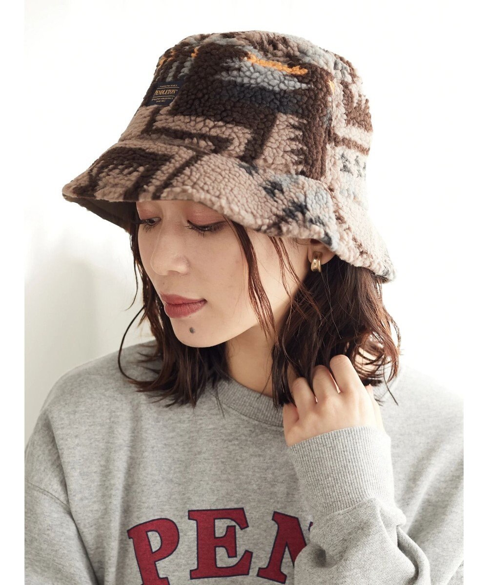 ■ＰＥＮＤＬＥＴＯＮ　ジャガードボアハット, Beige, F