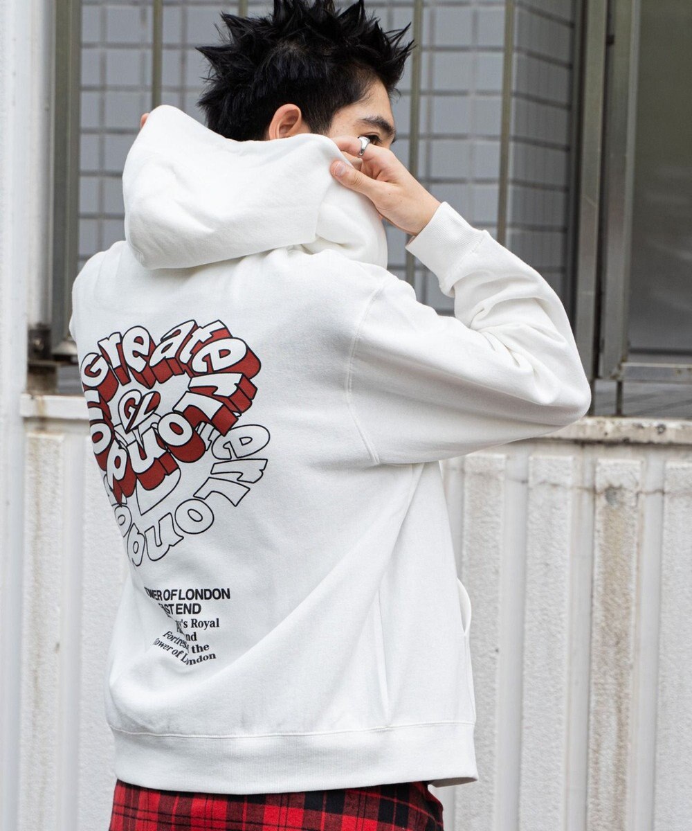 WEGO 【ユニセックス着用ITEM/裏起毛/SMLサイズ展開】リラックスフィットバックロゴジップパーカー 