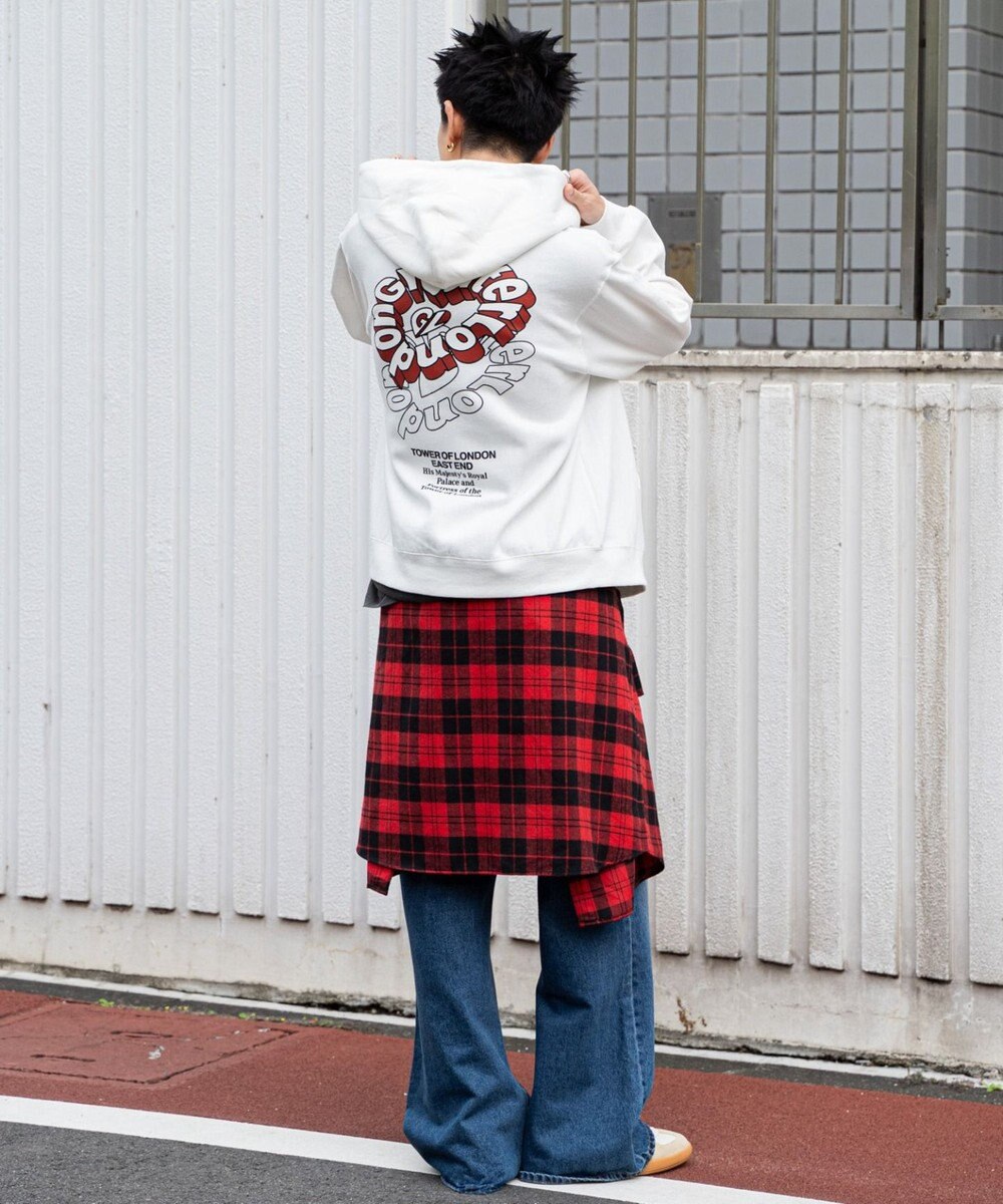 WEGO 【ユニセックス着用ITEM/裏起毛/SMLサイズ展開】リラックスフィットバックロゴジップパーカー 