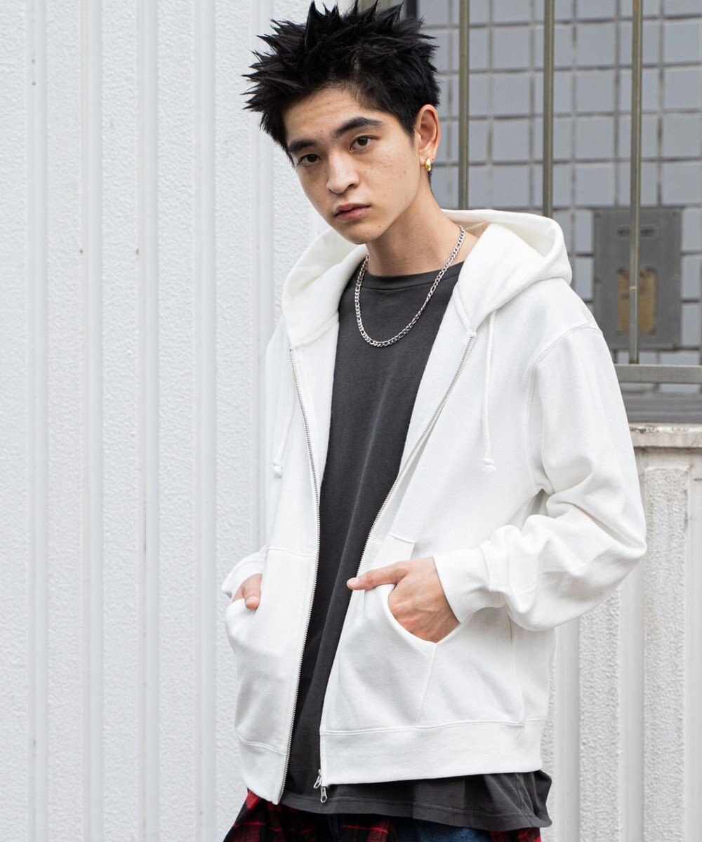 WEGO 【ユニセックス着用ITEM/裏起毛/SMLサイズ展開】リラックスフィットバックロゴジップパーカー 