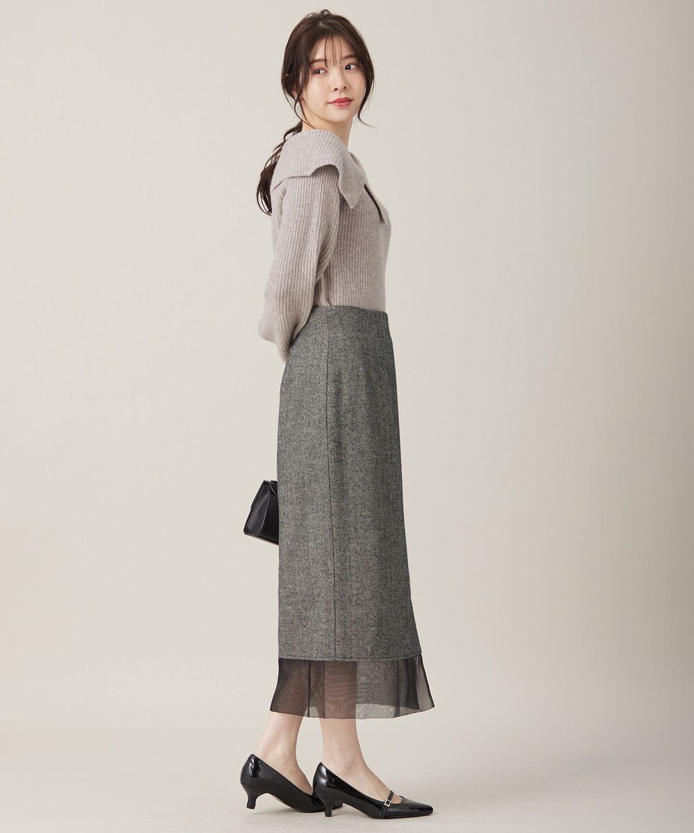 ANY SIS シアーコンビヘリンボーン スカート 