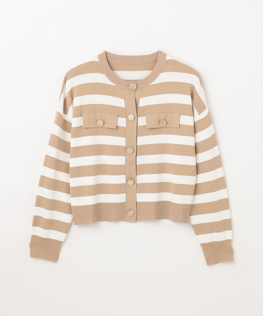 GRACE CONTINENTAL ニットボーダーカーディガン 