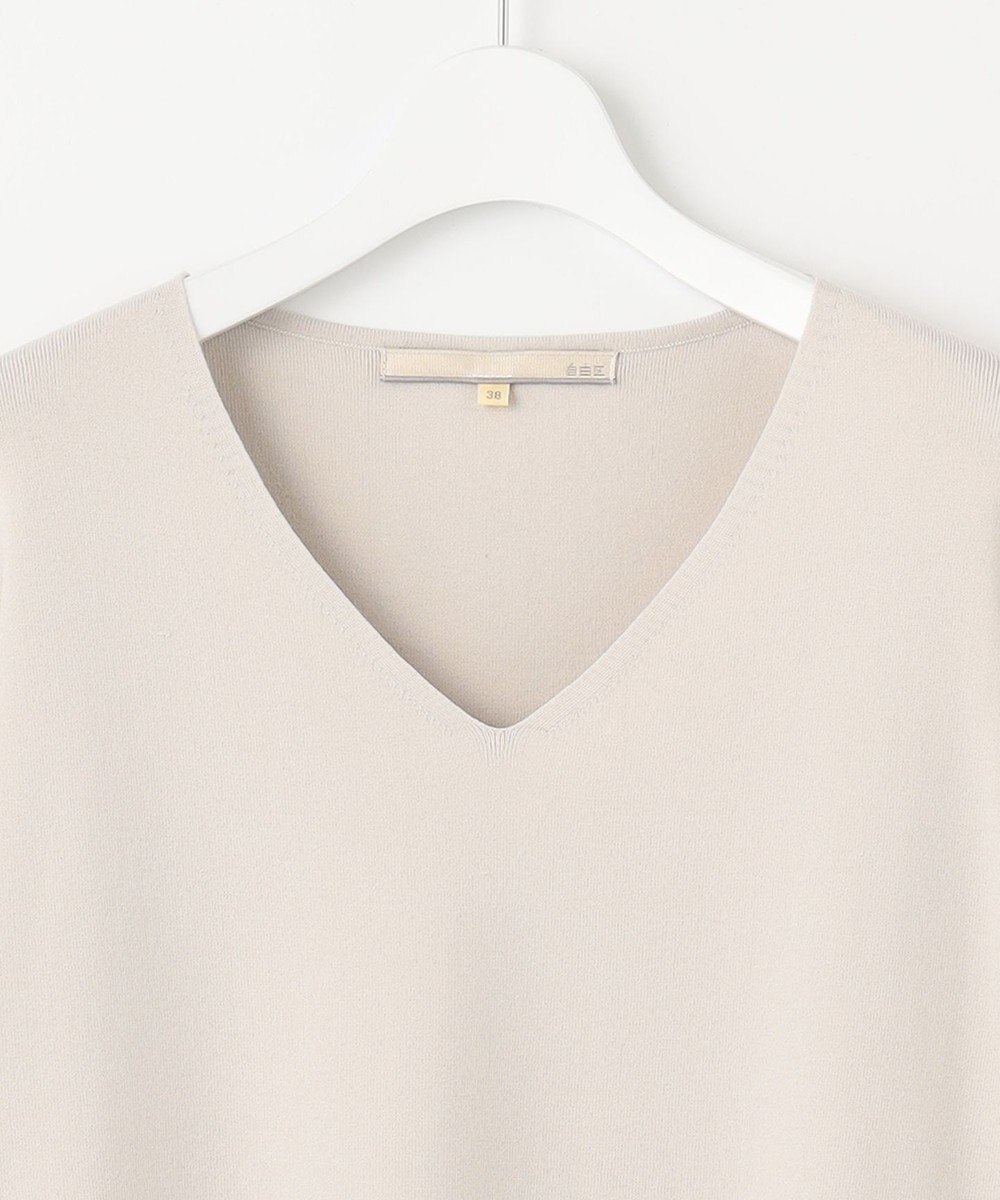 自由区 L 【洗える/セット可】レーヨンポリエステルスムース Vネックニット 