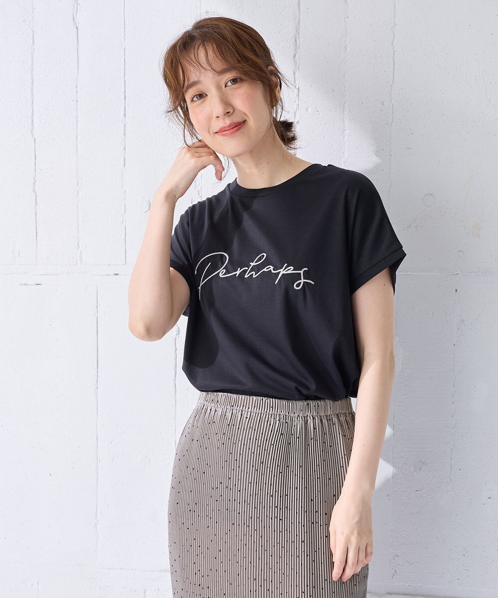 ANY 【汗ジミ防止加工】シルケットスムースフレンチスリーブ刺繍ロゴTシャツ 