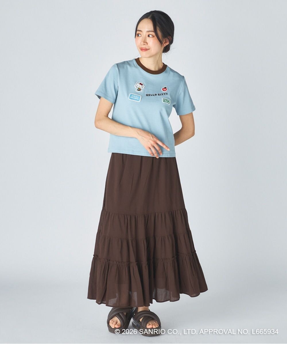 OP／FILA 【Ocean Pacific×ハローキティ】ワッペンリンガーチビTシャツ 