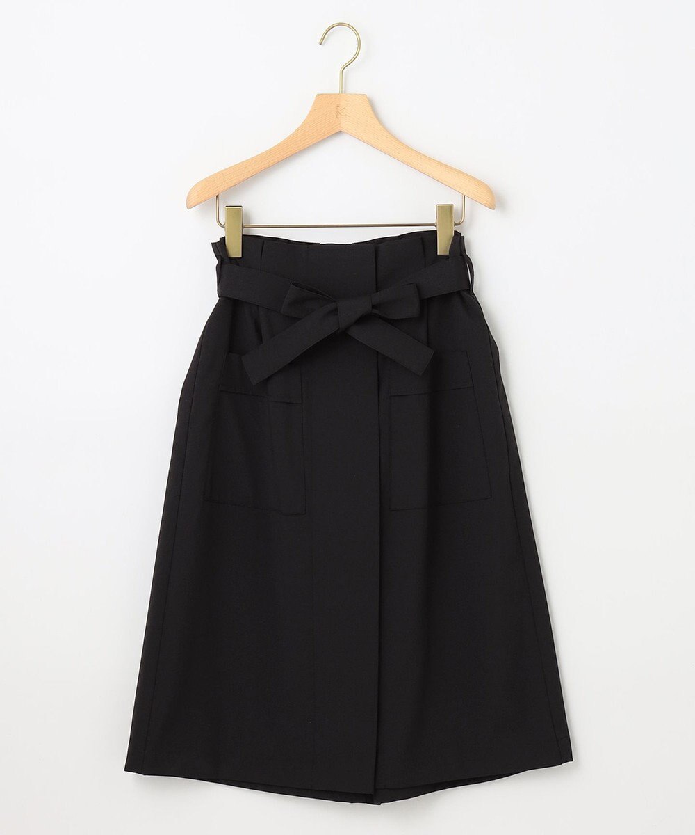 組曲 【ベルト付】リネン混オックスストレッチ キュロットパンツ 