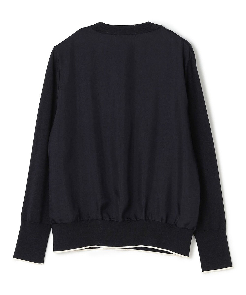 BEIGE， CHLOR / ウールシルクツイルドッキングVネックニット 