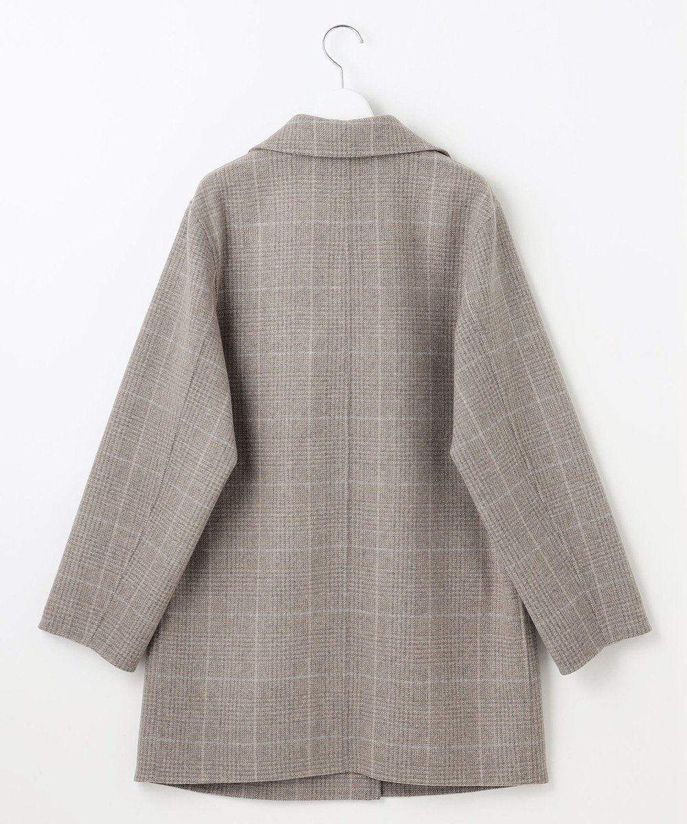 自由区 L 【17号サイズまで展開・カタログ掲載】ウールリバーチェック柄ダブルブレスト コート 