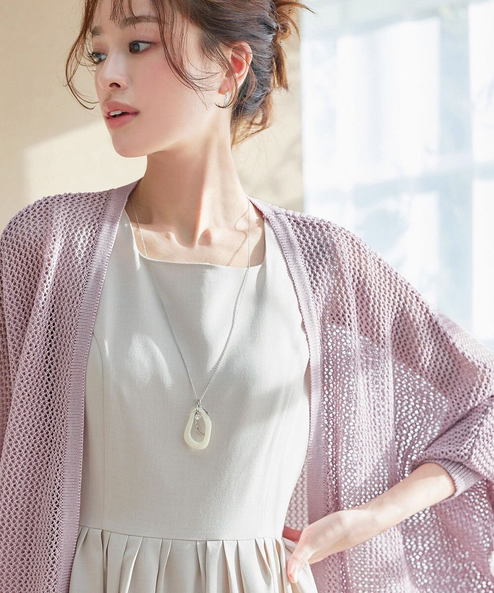 Tiaclasse 【新色追加】メッシュ編みニットドルマンカーディガン 