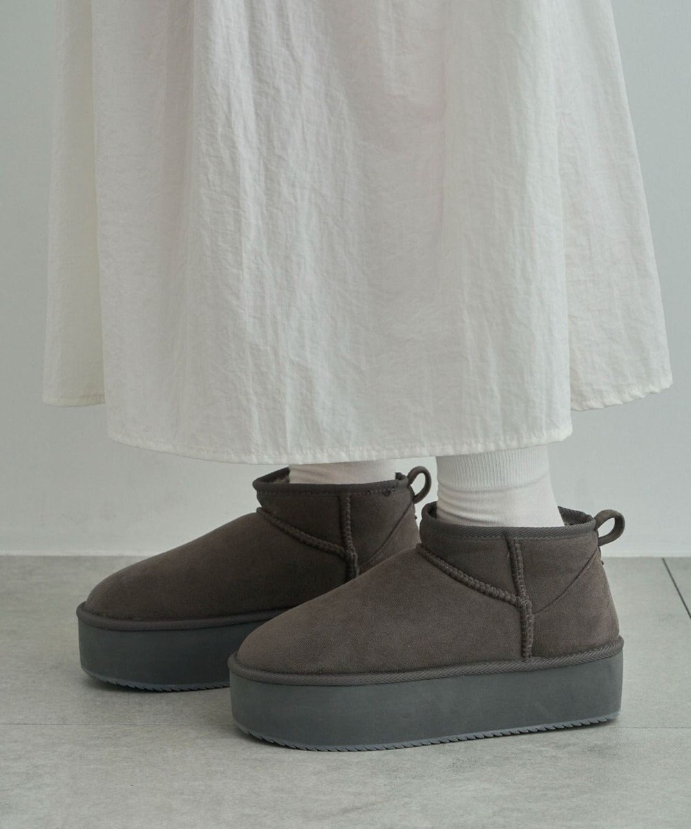 WEGO 【暖かい】厚底ショートFムートンブーツ 