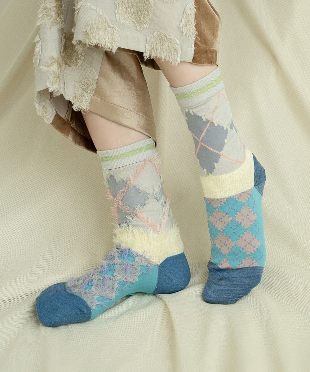 COQ KITSUNE ARGYLE アーガイル リバーシブルファーソックス 