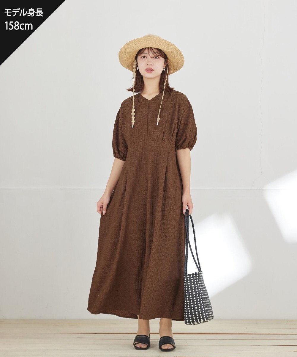 Tiaclasse L 【新色追加】ワッフルVネックワンピース 