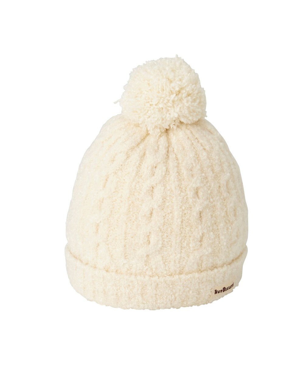 MIKI HOUSE HOT BISCUITS ぼん天付きケーブル編みモールニット帽子 