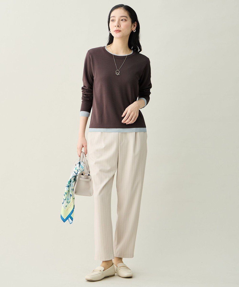 ANY L イージーケアライトストレッチテーパードパンツ 