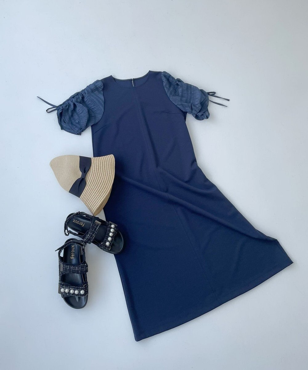 Feroux 【洗える】ドロストスリーブカットソー ワンピース 