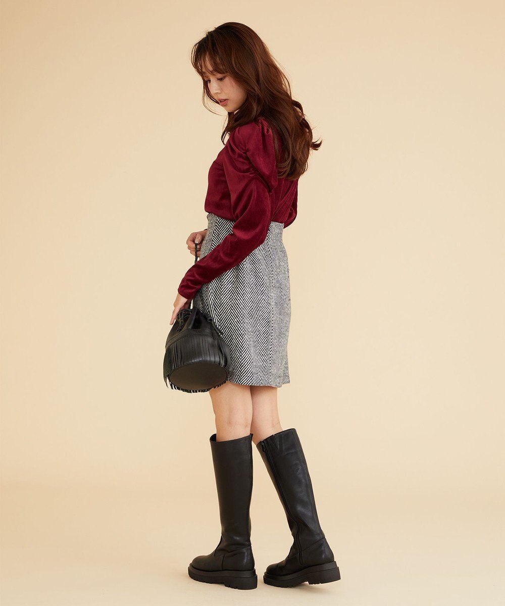 Feroux 【古畑星夏さん着用】ギャザーショルダーベロア プルオーバー 