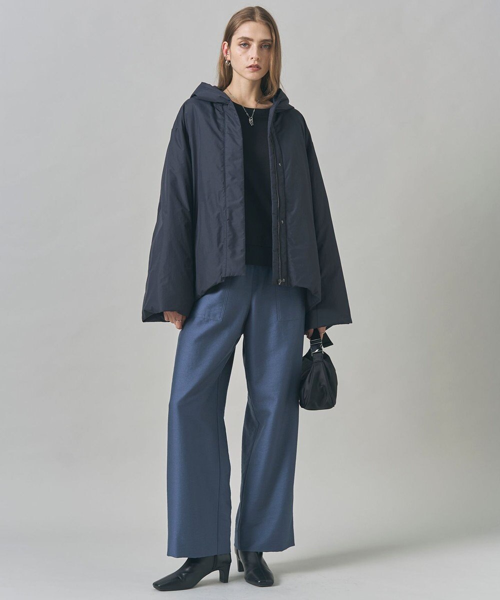 ICB 【洗える】ウールワッシャーツイル ワイドストレートパンツ 