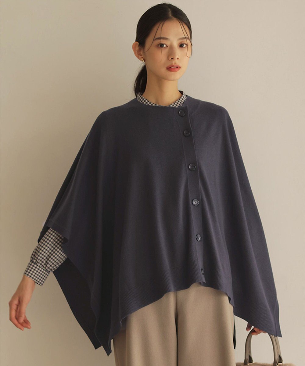 J.PRESS LADIES S 【洗える】SOFT TOUCH WOOL ニット ポンチョ スレート系