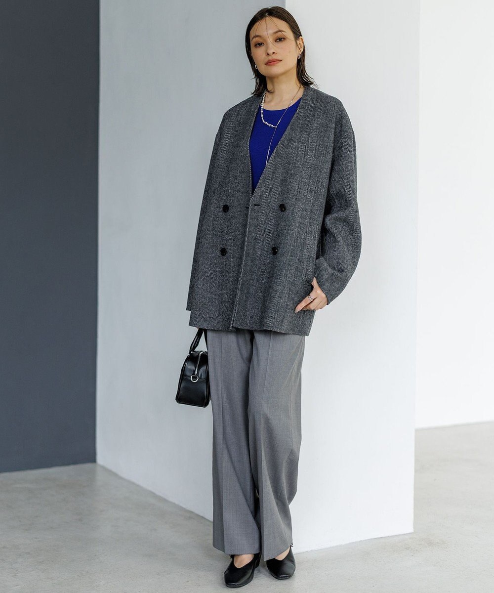 ICB WoolRever ノーカラーショートコート 