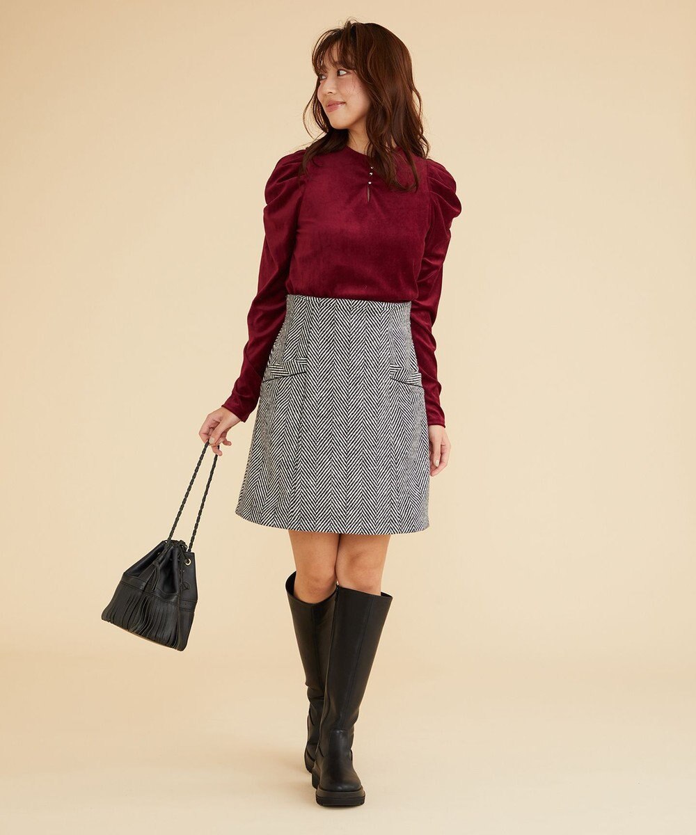 Feroux 【古畑星夏さん着用】ギャザーショルダーベロア プルオーバー 