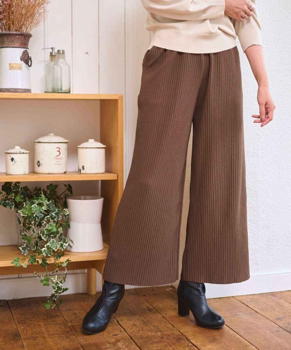 WEGO 【WEB限定/2025年秋冬新作/裾カットOK！自分サイズに調整可能/ウエストゴム/しわになりにくい/】カットプリーツパンツ 