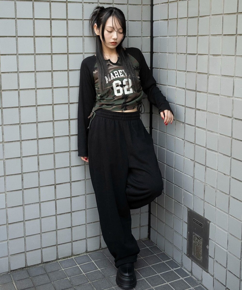 WEGO キーネックサイドドロストラグランロンT 