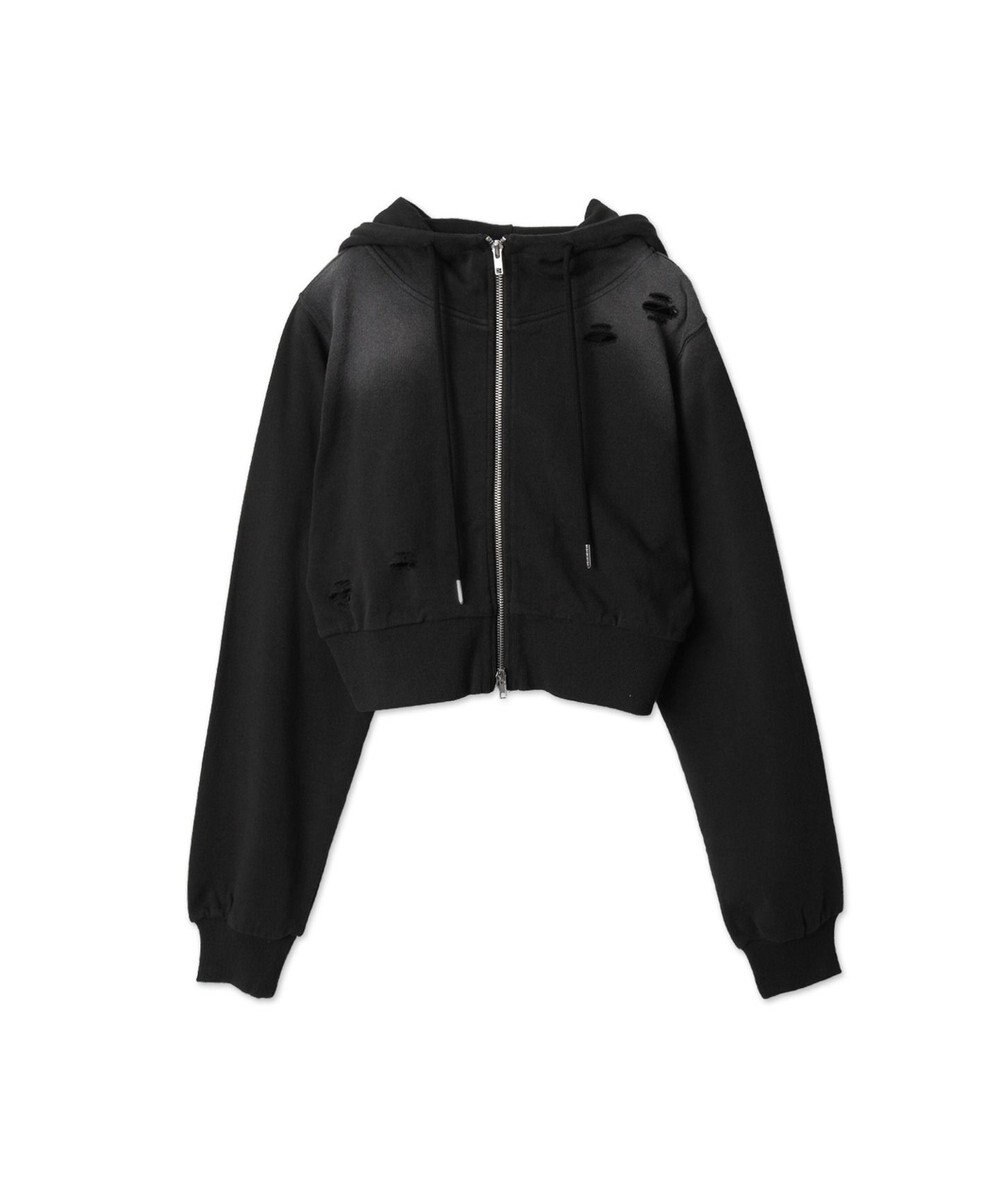 WEGO ヴィンテージウォッシュWジップショートパーカー 