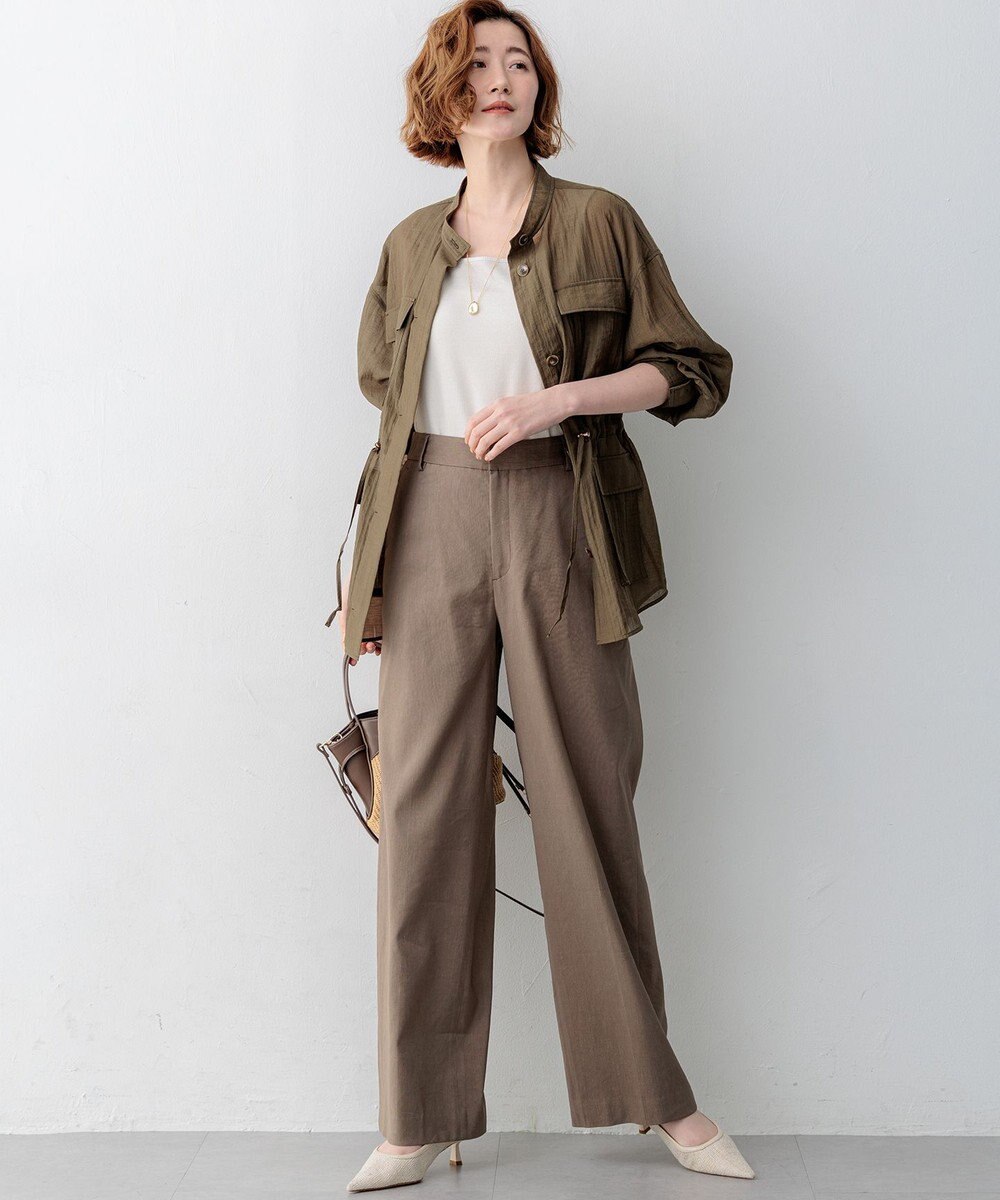 23区 S シャイニーリブ スクエアネック タンクトップ 