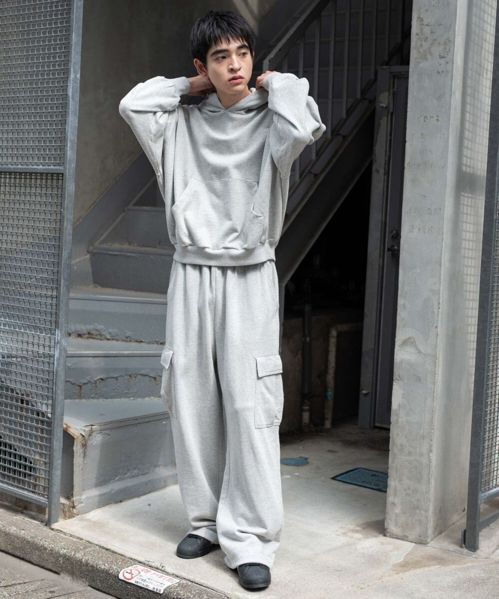 WEGO 【ユニセックス着用ITEM/ウエストゴム/MLサイズ展開】ワイドスウェットカーゴパンツ 